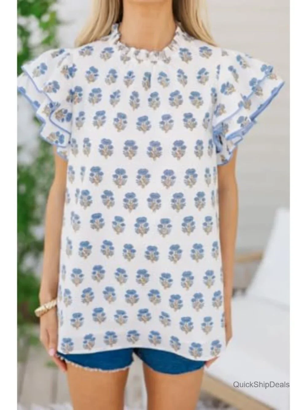 Y2K Ruffle Cap Sleeve V Neck Peplum Blouse Top